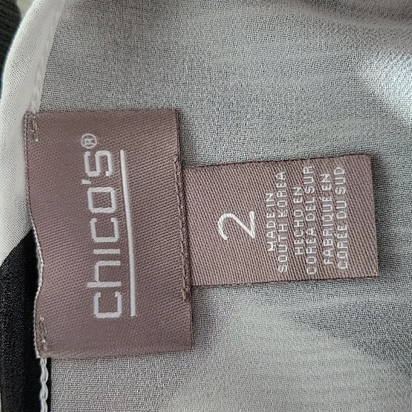 Chico's Coastal Breeze Soft Pleat Popover Blouse Purple Tan Black Size Large - Picture 7 of 9